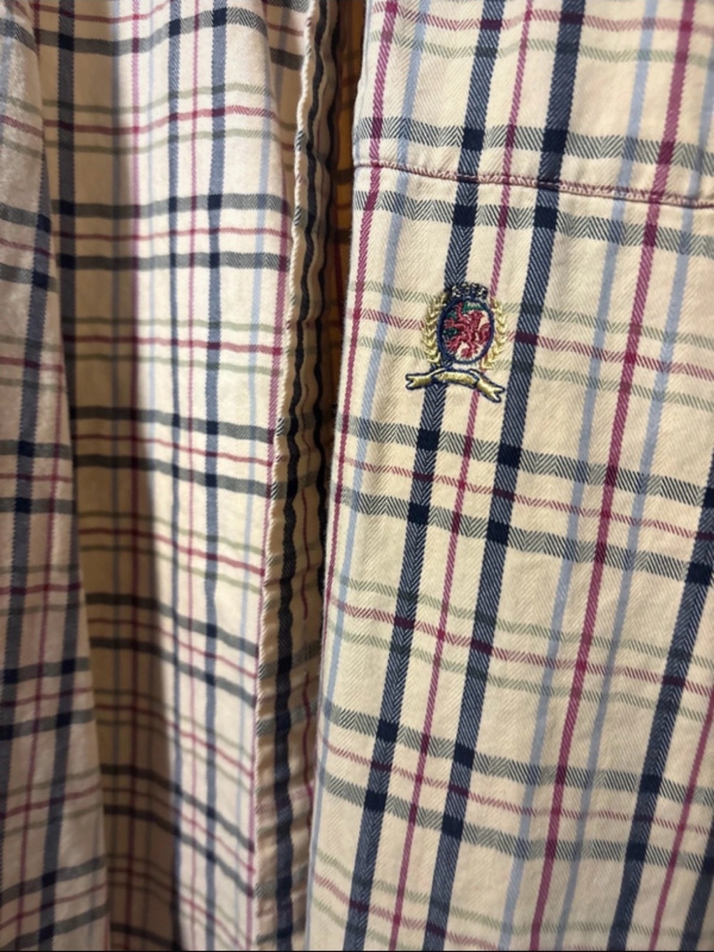 Tommy Hilfiger Yellow Plaid Shirt Jacket with Navy Trim